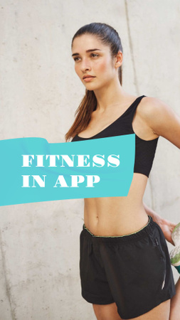 Ontwerpsjabloon van Instagram Story van Fitness App promotion with Woman at Workout