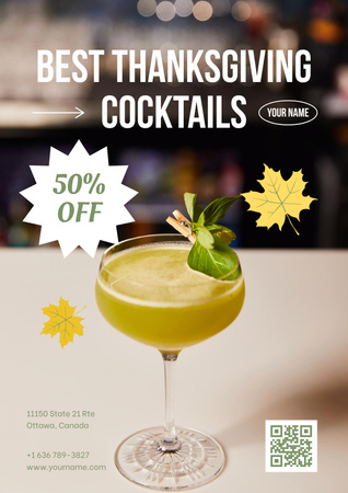 Cocktails Ad on Thanksgiving Poster Πρότυπο σχεδίασης