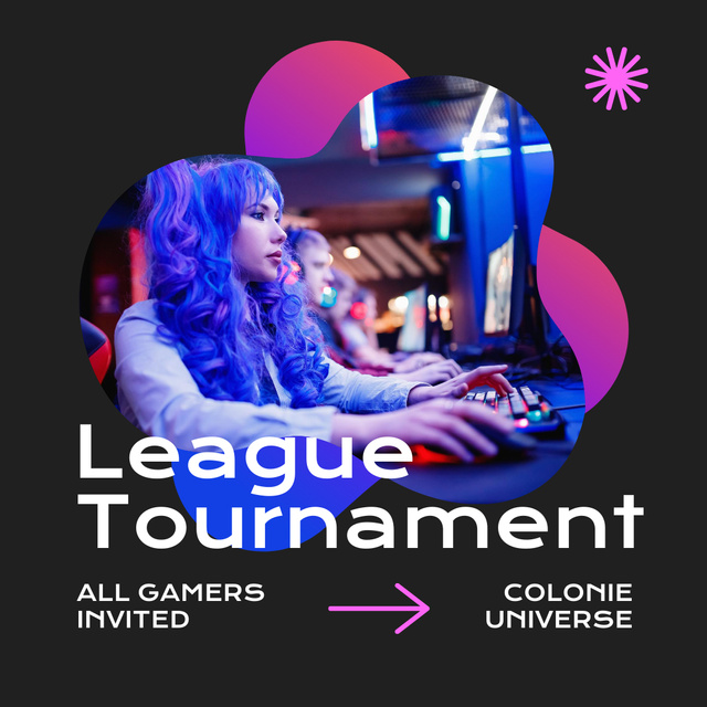 Gaming Tournament Announcement with Woman Player Instagram Tasarım Şablonu