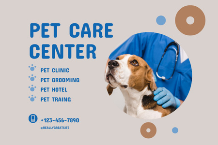 Pet Care Center Ad with a Calm Dog Postcard 4x6in Design Template
