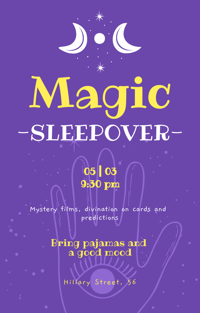 Welcome to Magic Sleepover Invitation 4.6x7.2inデザインテンプレート