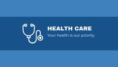 Healthcare Services with Emblem of Stethoscope on Blue