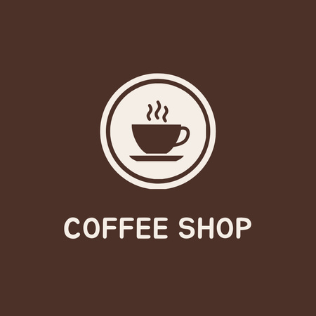 Brown Coffee Shop Emblem with Cup Logo 1080x1080px Design Template