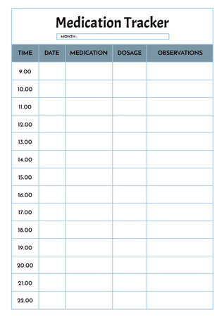 Medication tracker therapy Schedule Planner Design Template