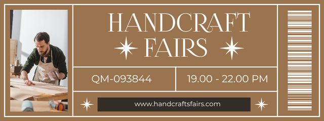 Announcement for Handicraft Fair with Young Carpenter Ticket Design Template