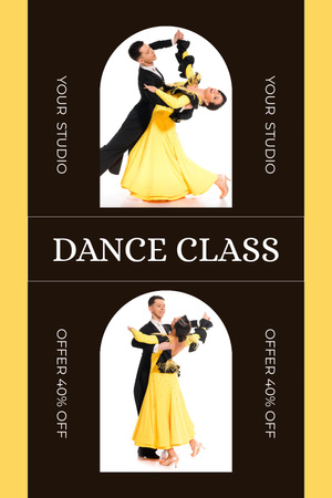 Template di design Promo del corso di ballo con una coppia di ballerini appassionati Pinterest