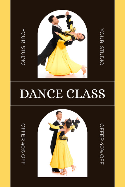Promo of Dance Class with Passionate Dancing Couple Pinterest Design Template