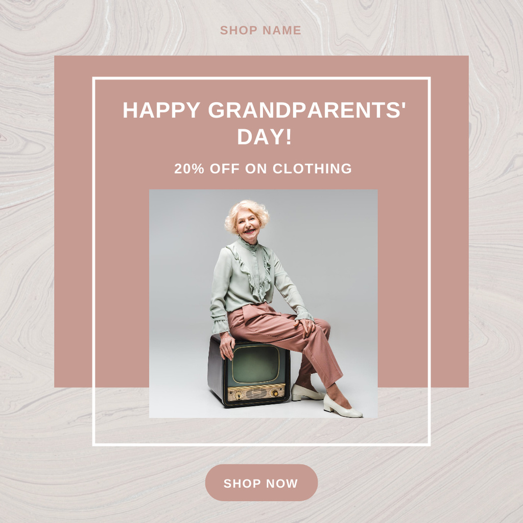 Happy Grandparents' Day Discounts And Clearance For Clothes Instagram Πρότυπο σχεδίασης