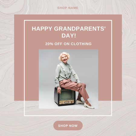 Ontwerpsjabloon van Instagram van Gelukkige grootoudersdagkortingen en opruiming voor kleding
