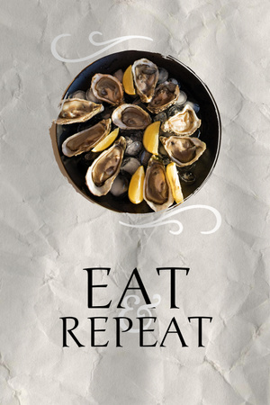 Designvorlage Delicious Oysters on Plate für Pinterest