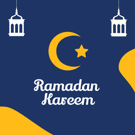 Beautiful Ramadan Greeting with Lanterns Instagram Tasarım Şablonu