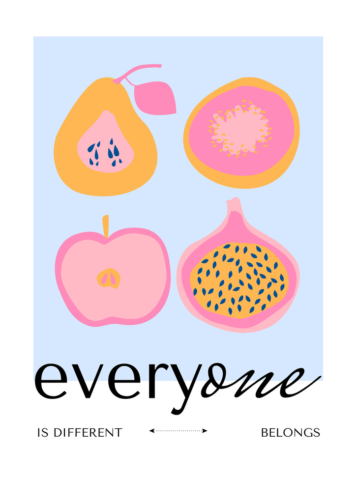 Awareness about Diversity with Cute Bright Illustration Posterデザインテンプレート