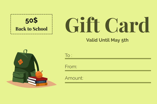 Gift Voucher for School Supplies Gift Certificate – шаблон для дизайну