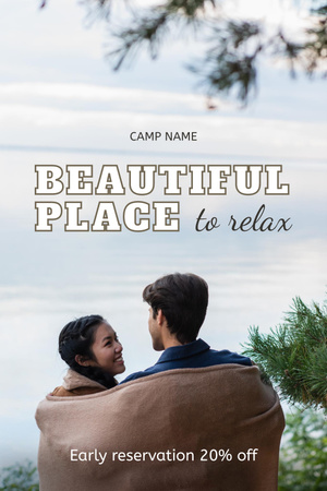 Romantic Young Couple Hugging by Lake Pinterest – шаблон для дизайна