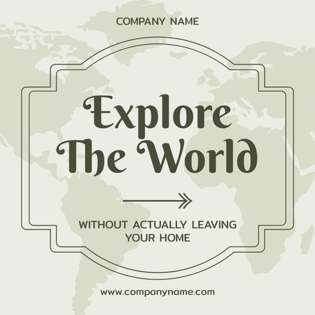 Explore World Quote with Light Gray World Map Instagram Design Template