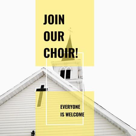 Facade of Church with Cross in White Instagram AD Design Template