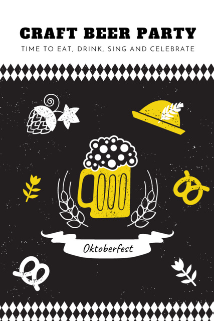 Traditional Oktoberfest Treat With Beer Postcard 4x6in Vertical Design Template