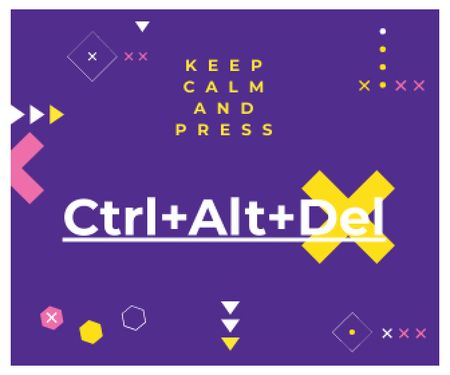 keep calm and press Ctrl+Alt+Delete purple poster Large Rectangle Modelo de Design