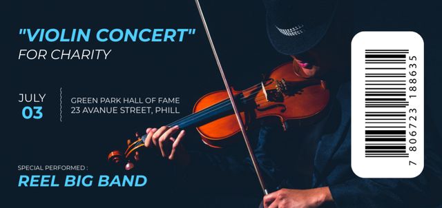 Plantilla de diseño de Special Performance Violin Charity Concert In Summer Ticket DL 