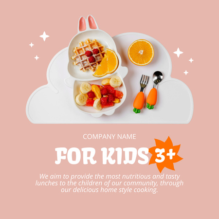 School Food Ad with Sweet Waffles Animated Post Design Template