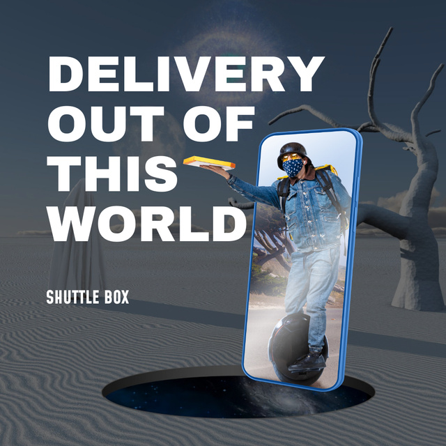 Platilla de diseño Funny Illustration of Futuristic Delivery Instagram