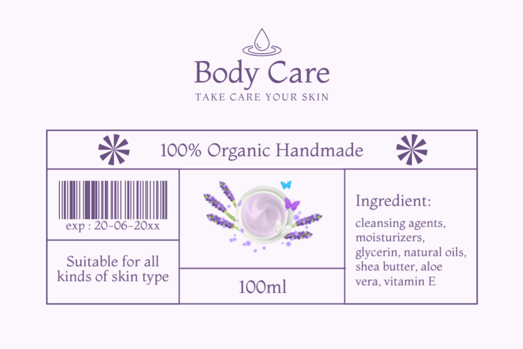 Ontwerpsjabloon van Label van Organic Handmade Body Care Product Offer