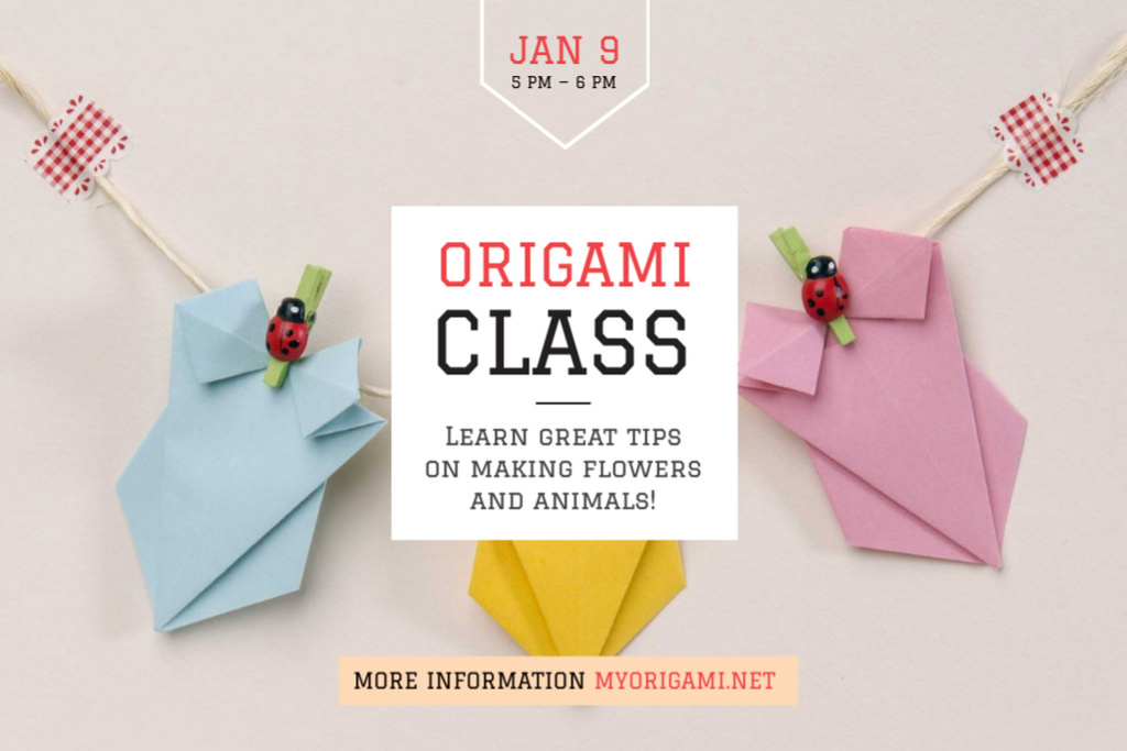 Origami class Annoucement Gift Certificate Modelo de Design