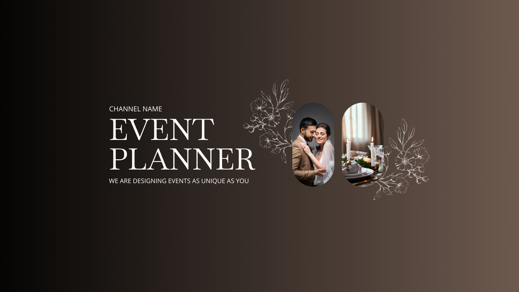 Event Planner Ad with Cute Newlyweds Youtube Design Template