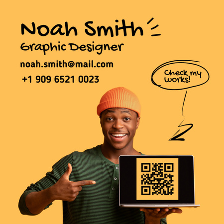Graphic Designer Service Offer on Yellow Square 65x65mm Design Template