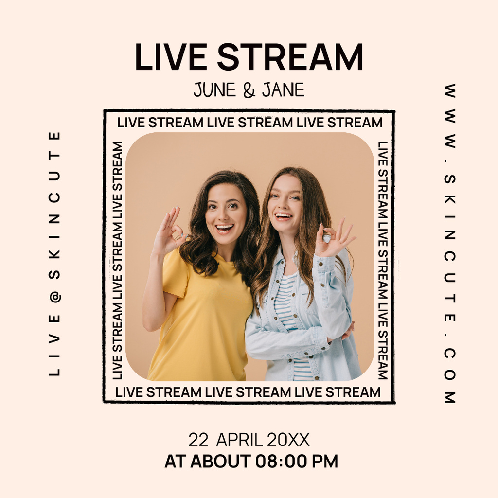 Live Stream Announcement with Young Girls Instagram – шаблон для дизайну