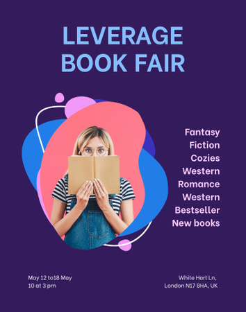 Book Fair Announcement with List of Various Genres Poster 22x28in Design Template