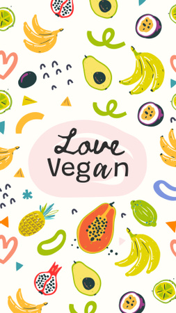 Vegan Lifestyle Concept with Fresh Fruits illustration Instagram Story Modelo de Design