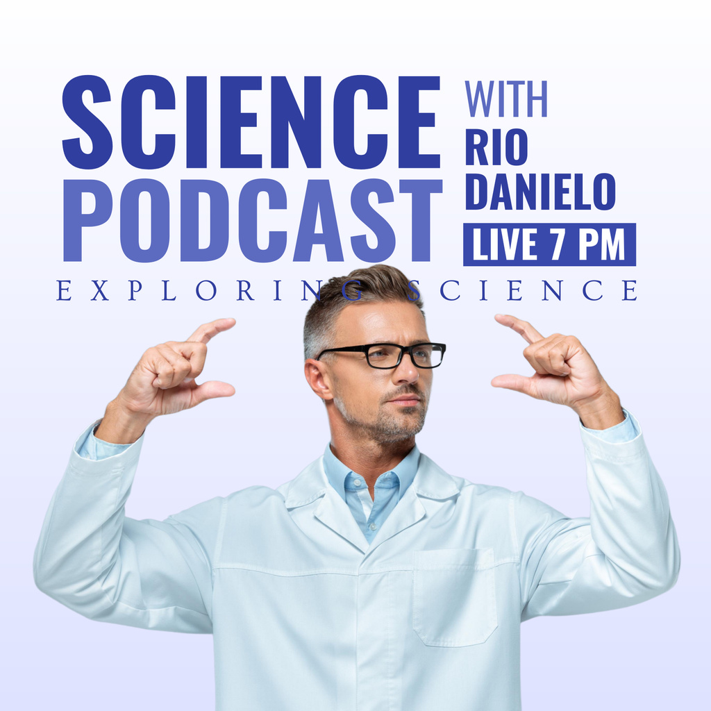 Scientific Podcast with Researcher Podcast Cover – шаблон для дизайну