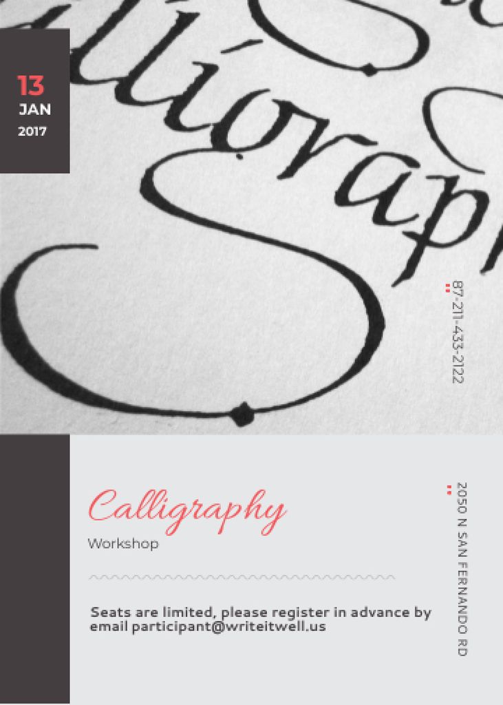 Calligraphy Workshop Announcement Decorative Letters Flayer Modelo de Design