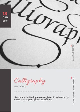 Calligraphy Workshop Announcement Decorative Letters Flayer tervezősablon