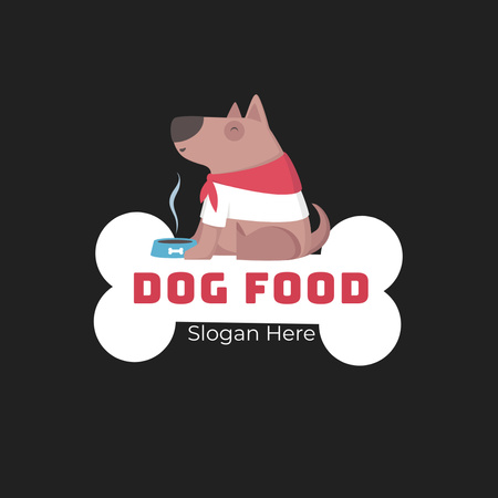 Template di design Emblema del cibo per cani con simpatico cane grasso Animated Logo