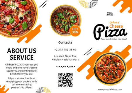 Ontwerpsjabloon van Brochure van Krijg korting op Delicious Cheese Pizza