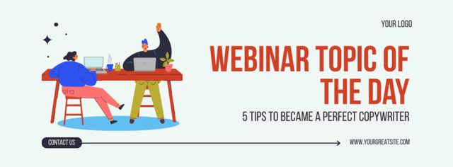 Template di design Webinar With Set Of Perfect Tips For Copywriter Facebook cover