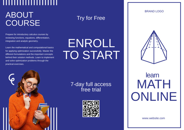 Plantilla de diseño de Offering Online Courses in Mathematics Brochure 