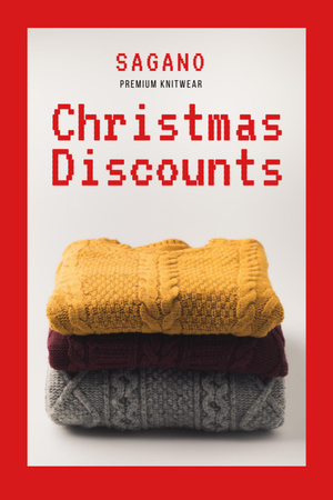Christmas Sale Stack of Sweaters Flyer 4x6in Design Template