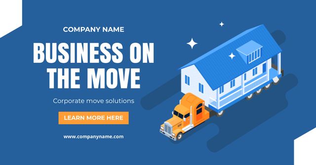 Offer of Corporate Relocating Services with House on Truck Facebook AD Design Template