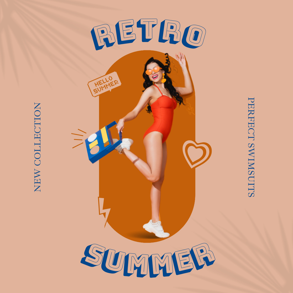 Retro Swimsuits Collection Instagram Design Template