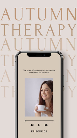 Autumn Inspiration with Woman drinking Coffee Instagram Video Story Design Template