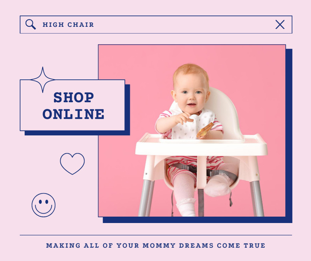 Children's Online Shop Offer with Adorable Infant Facebookデザインテンプレート