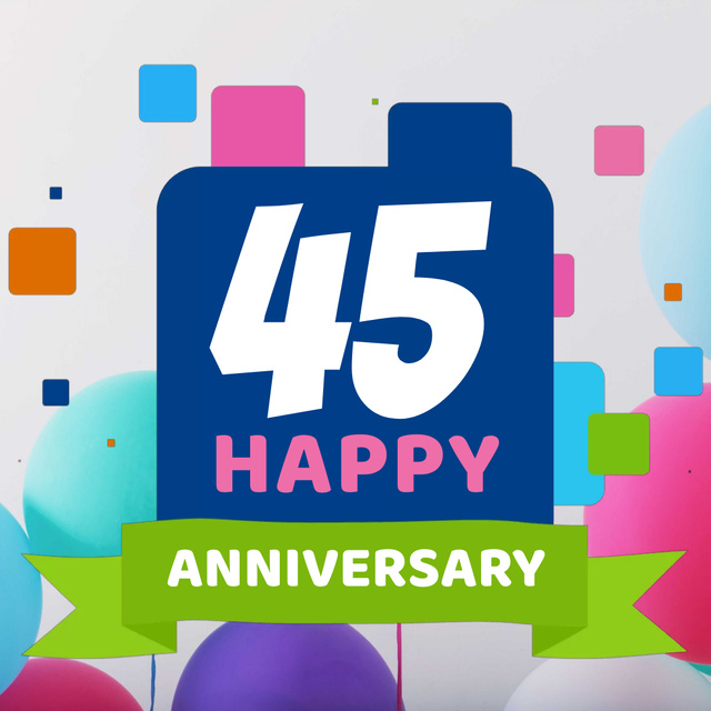 Anniversary celebration with Colourful Squares Animated Post Modelo de Design