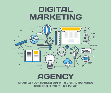 Digital Marketing Services Promo on Green Facebook Design Template