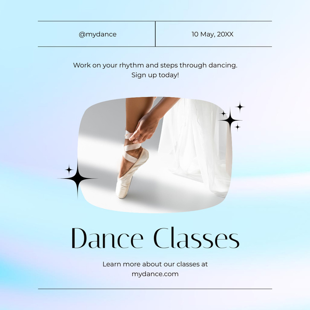 Announcement of the Opening of Dance Lessons Instagram Design Template