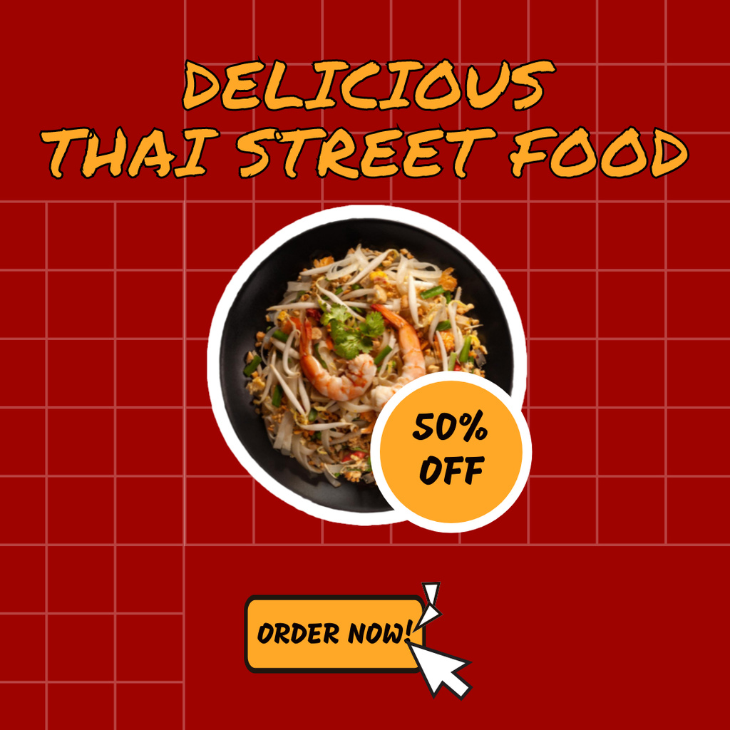 Designvorlage Delicious Thai Street Food Ad für Instagram
