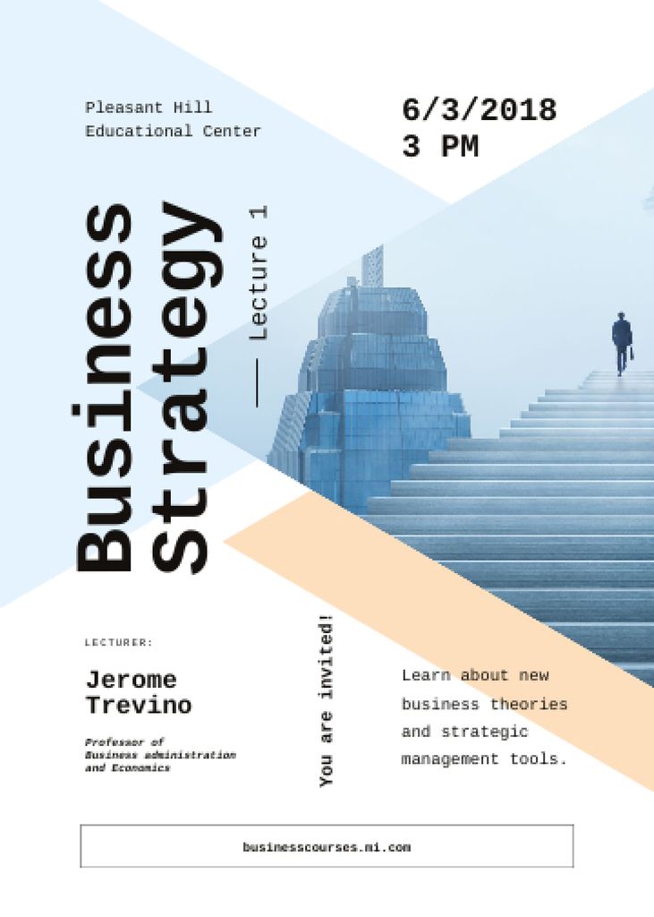 Plantilla de diseño de Business event ad with Man walking on stairs Invitation 