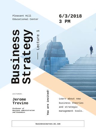 Designvorlage Business event ad with Man walking on stairs für Invitation